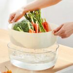 Home Use Washing fruit and vegetable drain baskets Double-Layer Fruit Storage Containers with Drainage plastic draining basket