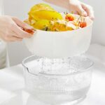 Home Use Washing fruit and vegetable drain baskets Double-Layer Fruit Storage Containers with Drainage plastic draining basket