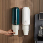 Wall Mounted Disposable paper Cup Holder Dust-proof water paper Cup Storage box Automatic Take Water Cup Shelf