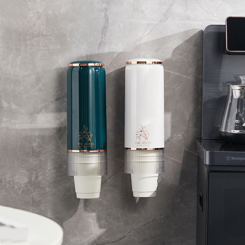 Wall Mounted Disposable paper Cup Holder Dust-proof water paper Cup Storage box Automatic Take Water Cup Shelf