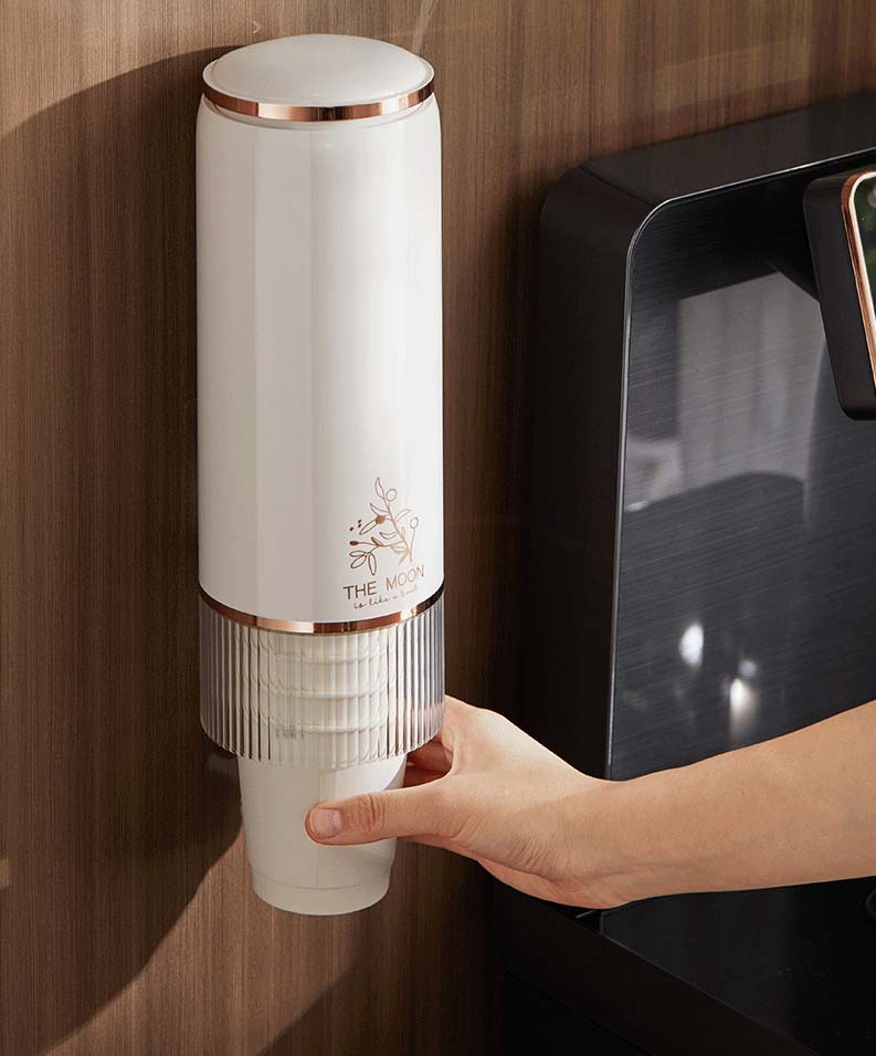 Wall Mounted Disposable paper Cup Holder Dust-proof water paper Cup Storage box Automatic Take Water Cup Shelf