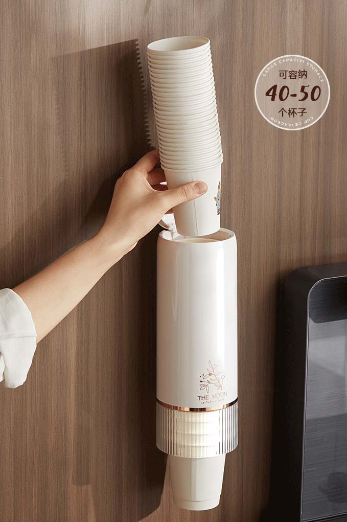 Wall Mounted Disposable paper Cup Holder Dust-proof water paper Cup Storage box Automatic Take Water Cup Shelf