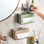 Modern Luxury  plastic Transparent tissue box Wall Mounted Perforation-free napkin holder for table Square Tissue Storage Boxes