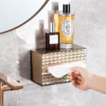 Modern Luxury  plastic Transparent tissue box Wall Mounted Perforation-free napkin holder for table Square Tissue Storage Boxes