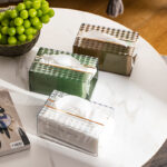 Modern Luxury  plastic Transparent tissue box Wall Mounted Perforation-free napkin holder for table Square Tissue Storage Boxes