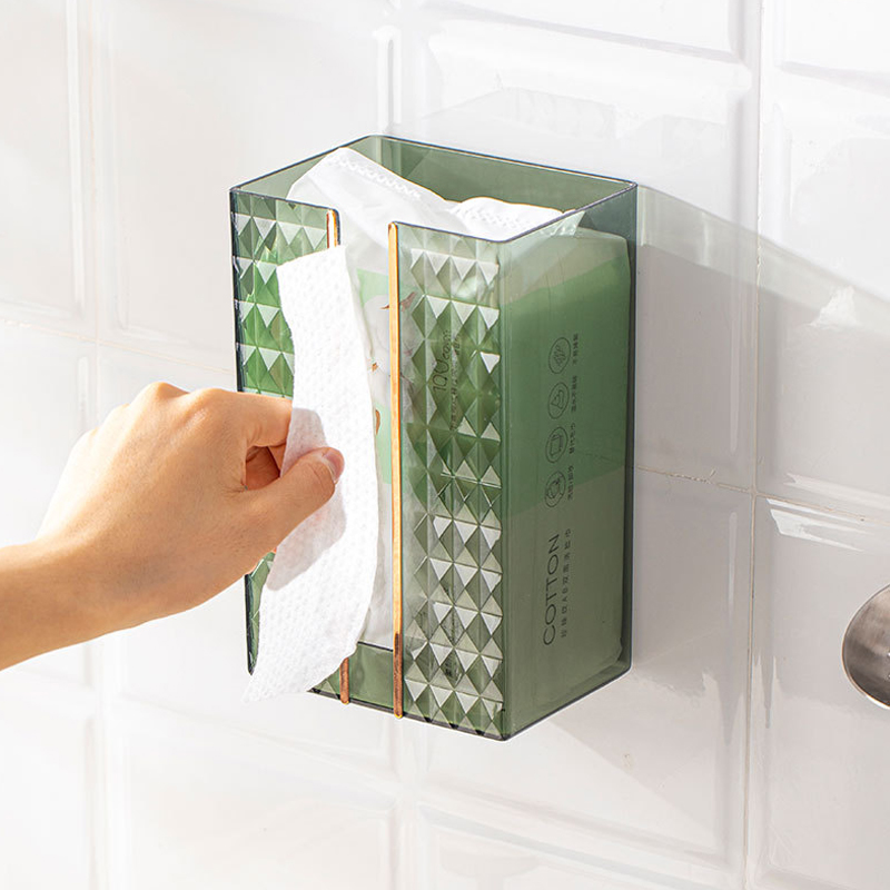 Modern Luxury  plastic Transparent tissue box Wall Mounted Perforation-free napkin holder for table Square Tissue Storage Boxes