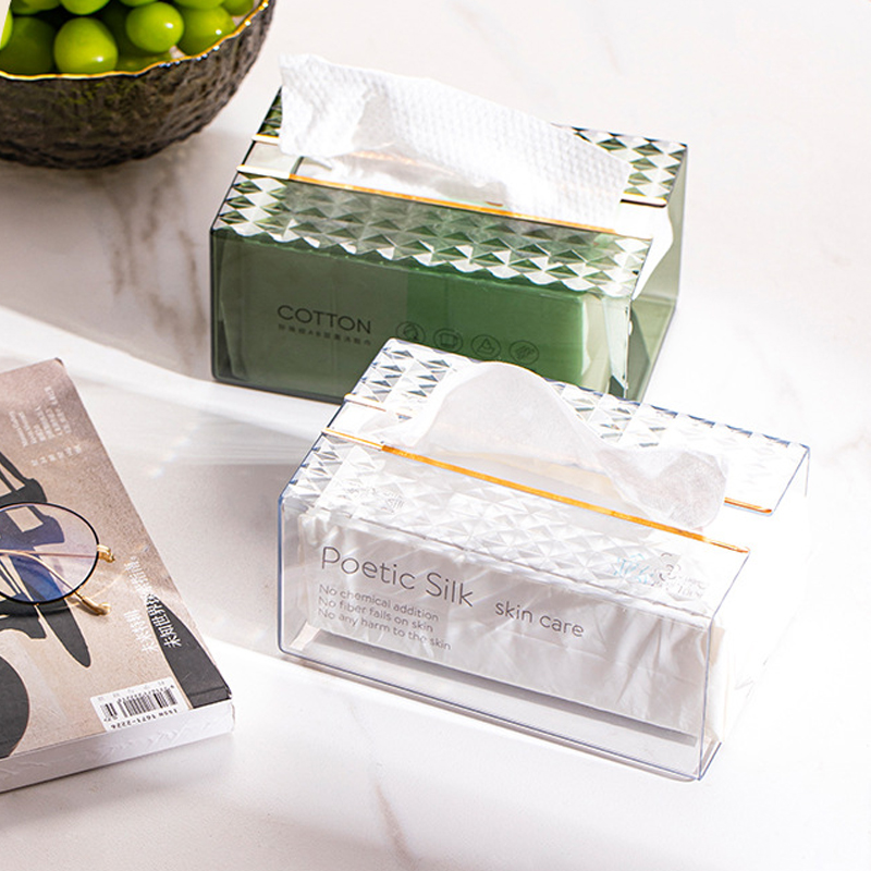 Modern Luxury  plastic Transparent tissue box Wall Mounted Perforation-free napkin holder for table Square Tissue Storage Boxes