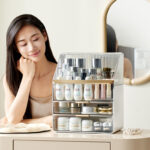 Portable  Light Luxury cosmetic storage boxes Dustproof Bathroom Desktop large makeup storage box with drawer High Quality Makeup & Accessories Organizer