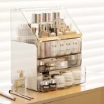 Portable  Light Luxury cosmetic storage boxes Dustproof Bathroom Desktop large makeup storage box with drawer High Quality Makeup & Accessories Organizer