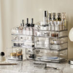 Large capacity cosmetic storage box organizer sets Desktop Dust prevention Makeup Organizer With Transparent Cover and Drawer