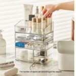 Large capacity cosmetic storage box organizer sets Desktop Dust prevention Makeup Organizer With Transparent Cover and Drawer