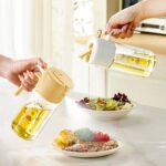 2 in 1 olive oil storage container Spray and pour oil bottle with measurement kitchen Cooking Oil Sprayer Pot Barbecue Oil Spray Mist Dispenser