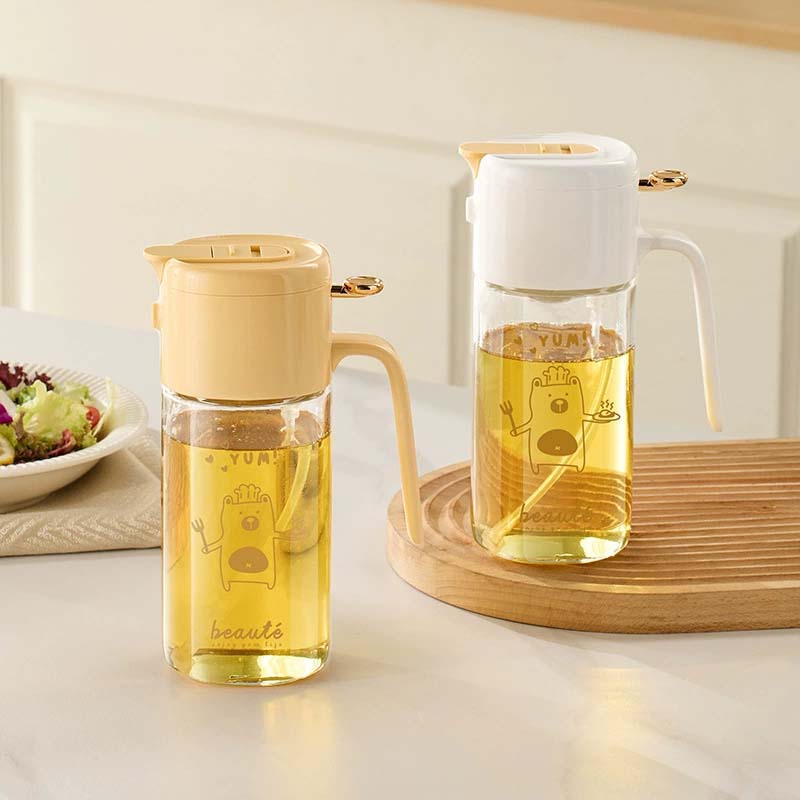 2 in 1 olive oil storage container Spray and pour oil bottle with measurement kitchen Cooking Oil Sprayer Pot Barbecue Oil Spray Mist Dispenser