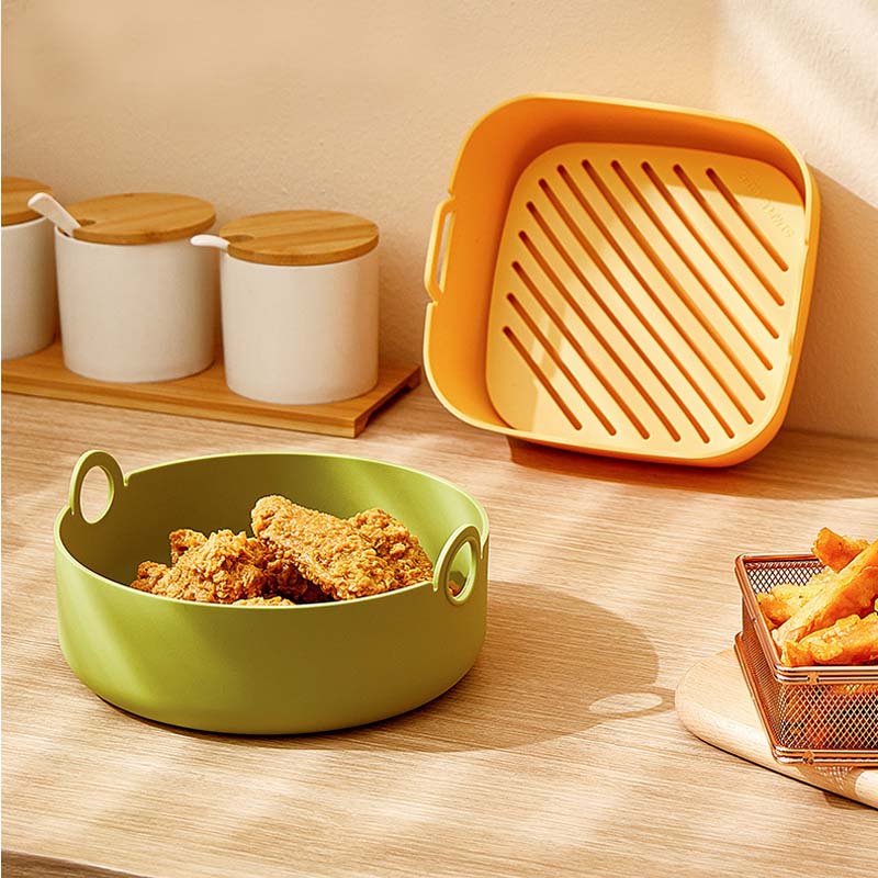 Kitchen Baking Bakeware Ovenware Pizza Pan Silicone Basket Tray Heat Resistance Food Safety Silicone Bowl Pot Food Grade Reusable Air Fryer Silicone Liner
