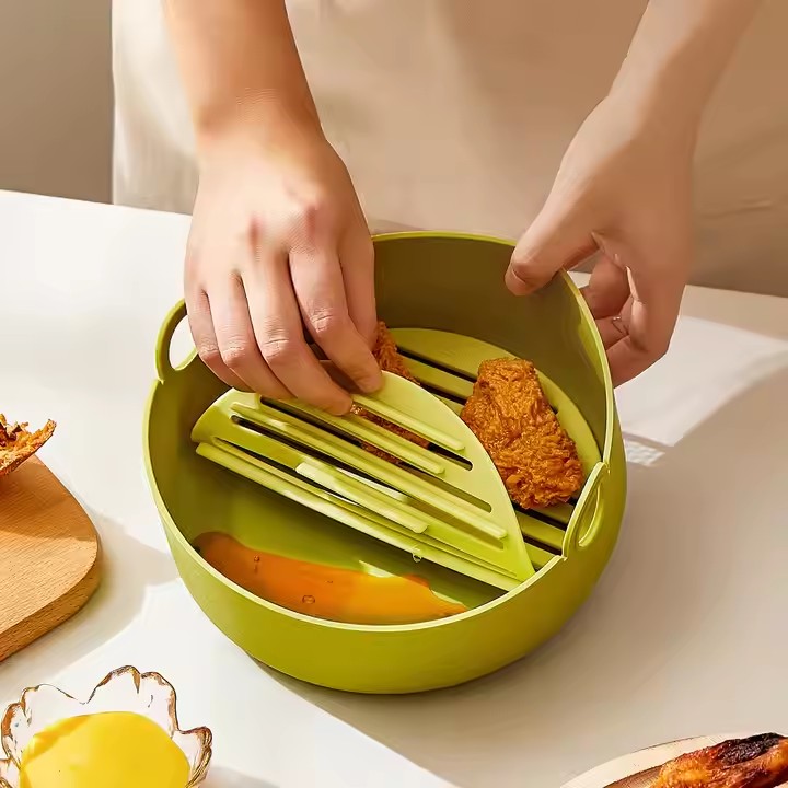 Kitchen Baking Bakeware Ovenware Pizza Pan Silicone Basket Tray Heat Resistance Food Safety Silicone Bowl Pot Food Grade Reusable Air Fryer Silicone Liner