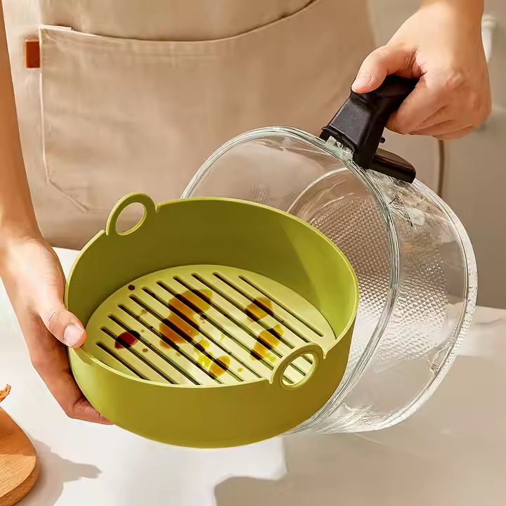 Kitchen Baking Bakeware Ovenware Pizza Pan Silicone Basket Tray Heat Resistance Food Safety Silicone Bowl Pot Food Grade Reusable Air Fryer Silicone Liner