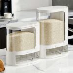 Home Storage Organizer Two Columns Rice Bucket Storage Box Large Capacity Rice Storage Bucket with Insect-proof Lid  Food Dispenser Grain Storage Containers