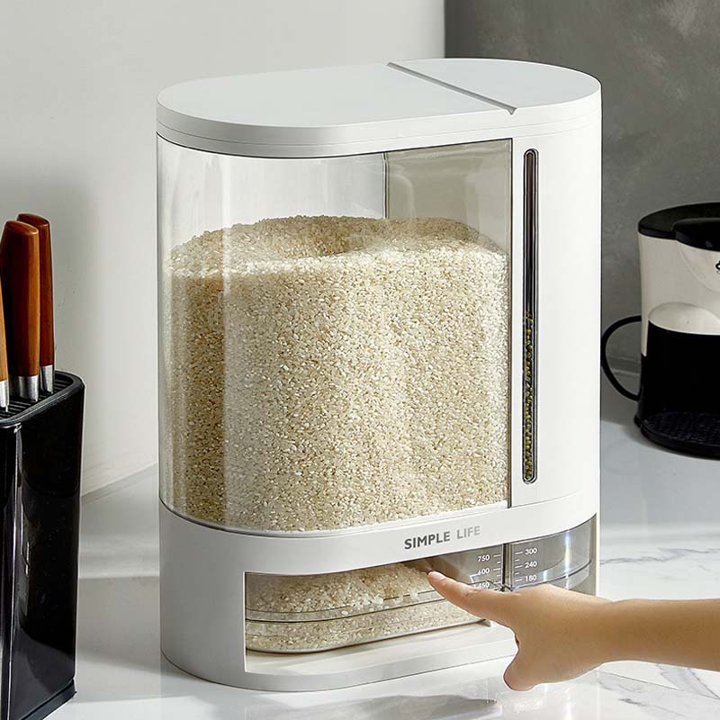 Home Storage Organizer Two Columns Rice Bucket Storage Box Large Capacity Rice Storage Bucket with Insect-proof Lid  Food Dispenser Grain Storage Containers