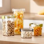 Kitchen Pantry Organization with Lid Sealed Pet Food Storage Can Different Capacity Sealed Grain Cereal and Snack Storage Jars Plastic Stackable Dry Food Cereal Storage Boxes Bin