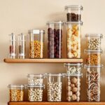 Kitchen Pantry Organization with Lid Sealed Pet Food Storage Can Different Capacity Sealed Grain Cereal and Snack Storage Jars Plastic Stackable Dry Food Cereal Storage Boxes Bin