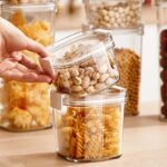 Kitchen Pantry Organization with Lid Sealed Pet Food Storage Can Different Capacity Sealed Grain Cereal and Snack Storage Jars Plastic Stackable Dry Food Cereal Storage Boxes Bin