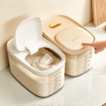 Kitchen storage container Rice box Large capacity food storage boxes Plastic PP Sealed rice storage bucket Storage rice Cereal Bean Dispenser