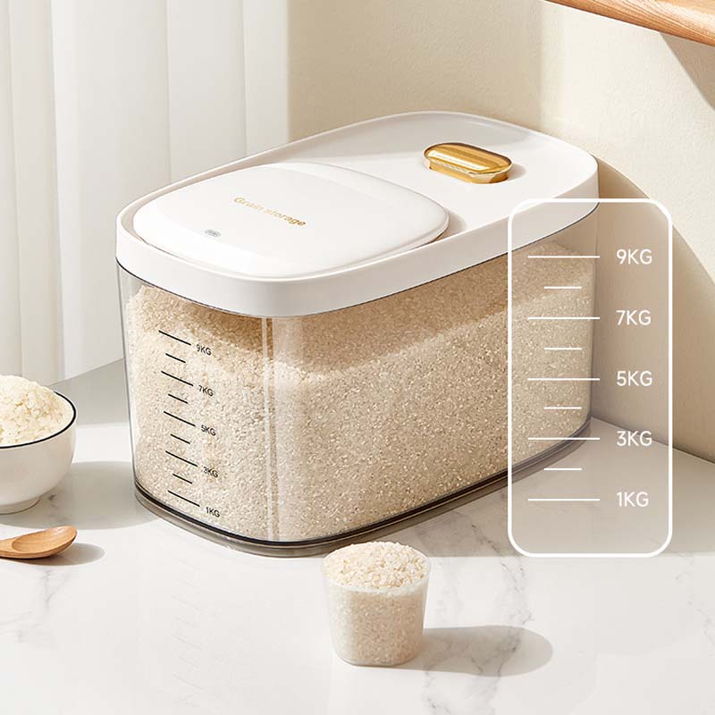 Kitchen storage container Rice box Large capacity food storage boxes Plastic PP Sealed rice storage bucket Storage rice Cereal Bean Dispenser