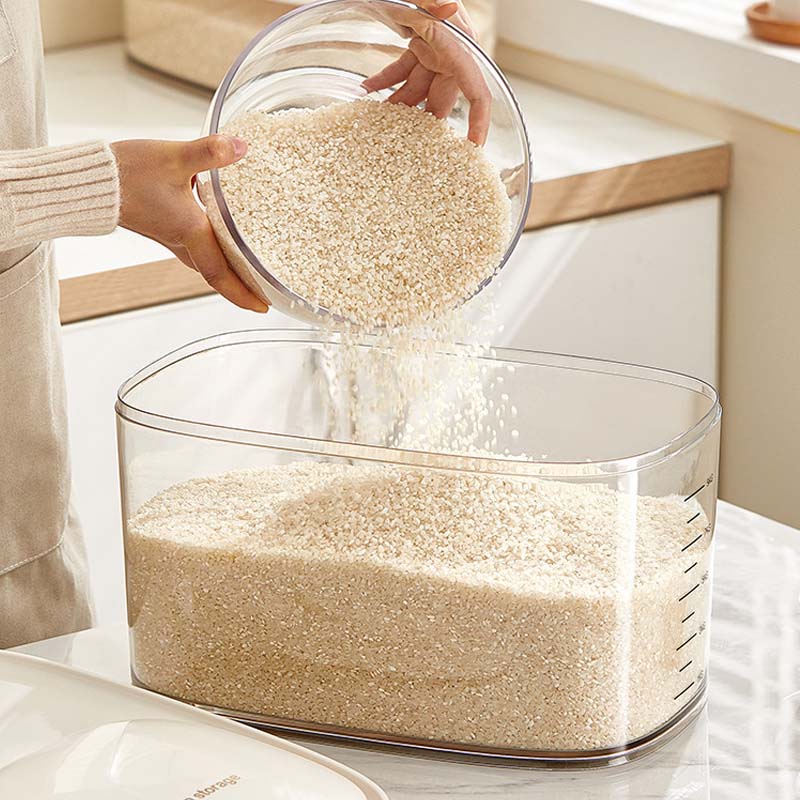 Kitchen storage container Rice box Large capacity food storage boxes Plastic PP Sealed rice storage bucket Storage rice Cereal Bean Dispenser