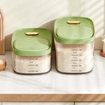 Kitchen storage container Rice box Large capacity food storage boxes Plastic PP Sealed rice storage bucket Storage rice Cereal Bean Dispenser