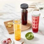 Large Capacity Juice Cup sealed Tea Separation Water Cup Travel Tea Mug with Strainer Transparent Portable Outdoor Fruit Flower Rose Tea Cold Brew Coffee Bottle