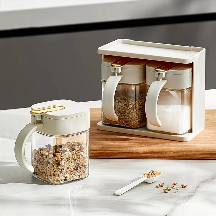 300ml Wholesale Storage Kitchen Gadgets Glass Seasoning Bottle Spice Jar Wall-Mounted Kitchen Seasoning Storage Jar Glass Seasoning Jar Set