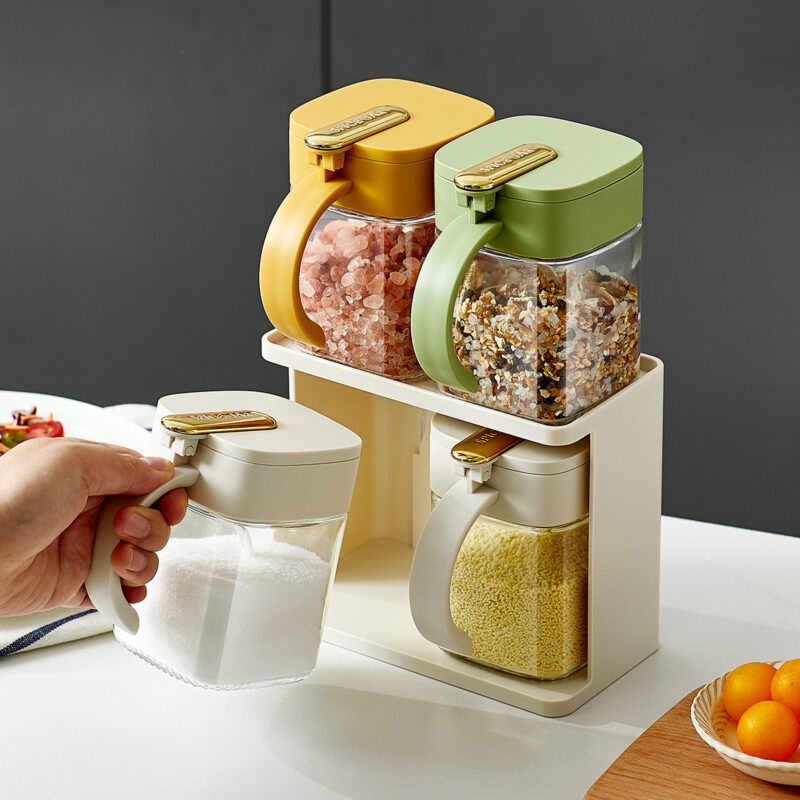 300ml Wholesale Storage Kitchen Gadgets Glass Seasoning Bottle Spice Jar Wall-Mounted Kitchen Seasoning Storage Jar Glass Seasoning Jar Set