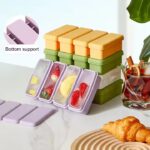 Household 4 Cavity Silicone Ice Cube Molds Tray with Lid DIY Large Ice Cube Maker Heat Resistance Complementary Food Steamed Cake Mold