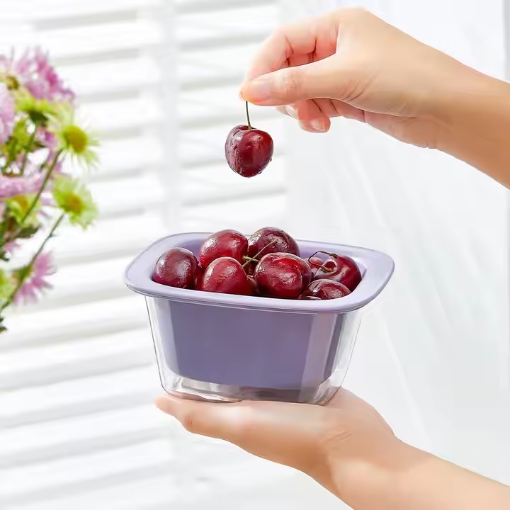 Household Double Layers Fruits And Vegetables Plastic Drain Basket Kitchen Washing Storage Bowl 2-Piece Set Fruit Vegetable Drainer