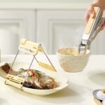 Household Factory Price Folding Bowls Gripper Kitchen Hot Plate Gripper Stainless Steel Pans Holder Tongs