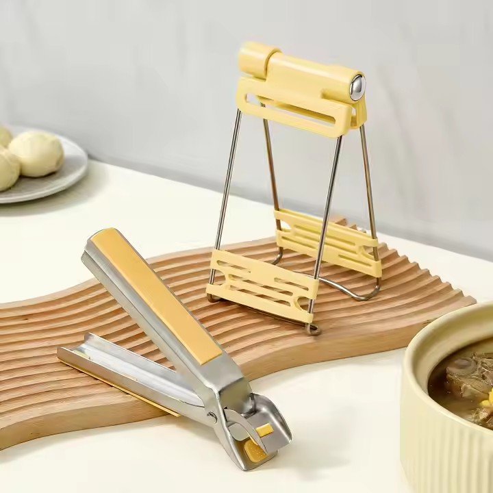 Household Factory Price Folding Bowls Gripper Kitchen Hot Plate Gripper Stainless Steel Pans Holder Tongs
