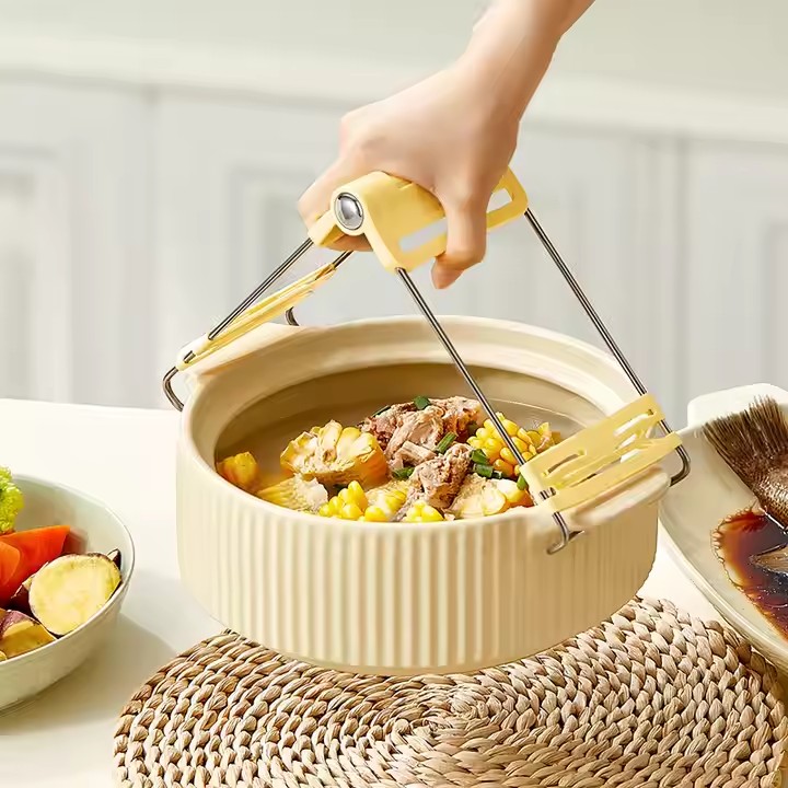 Household Factory Price Folding Bowls Gripper Kitchen Hot Plate Gripper Stainless Steel Pans Holder Tongs
