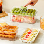 Summer DIY Drinks Whisky Ice Cube Trays with Container Large Capacity storage box Square Ice Cubes Molds Easy Release Press Ice Cold Freezer Maker