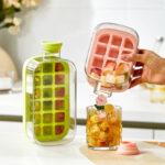 Household Reusable Square Fruit Ice Cube Maker Tray Portable Ice Juice Bottle straw Multi-functional Ice Cube Maker Mold for Freezer With Container