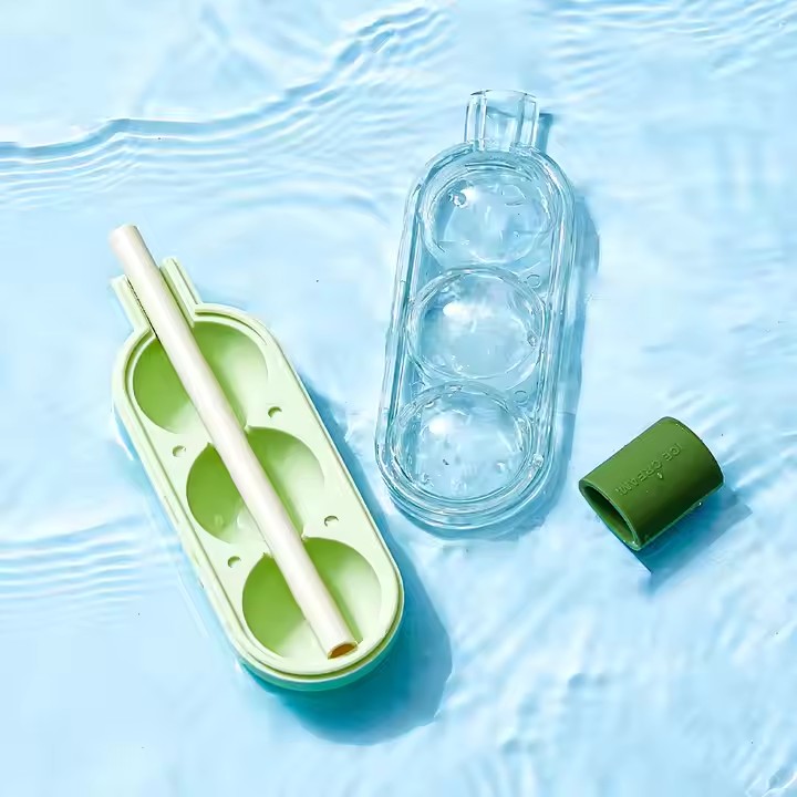 Household DIY Ice  Popsicle Maker Silicone Ice Cube Molds with Straw for Drink Whiskey Ice Cube Tray Easy Release Ice Cream Sticks Mold