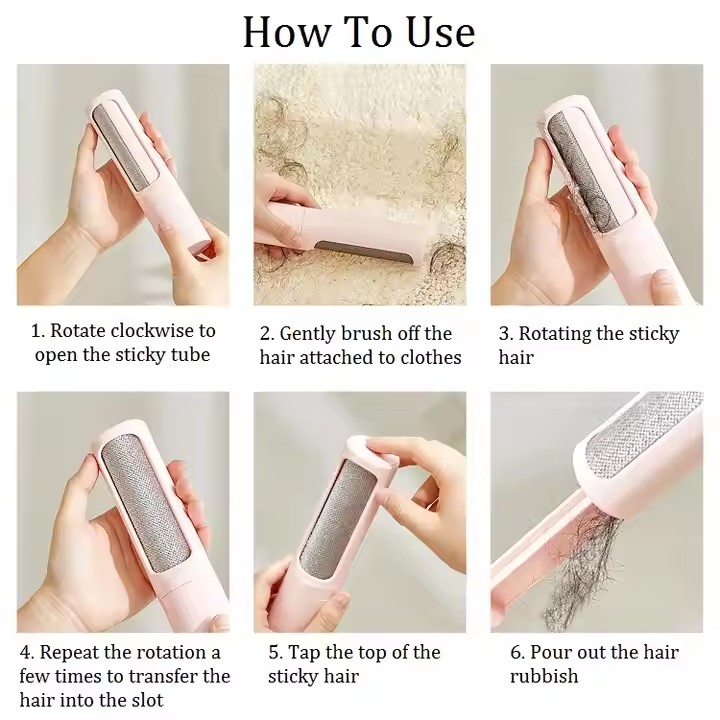 Portable Easy Clean Fur Dog Cat Hair Remover Rotatable Brush Self Cleaning Pets Lint Rollers Clean Brush for Pets Clothes