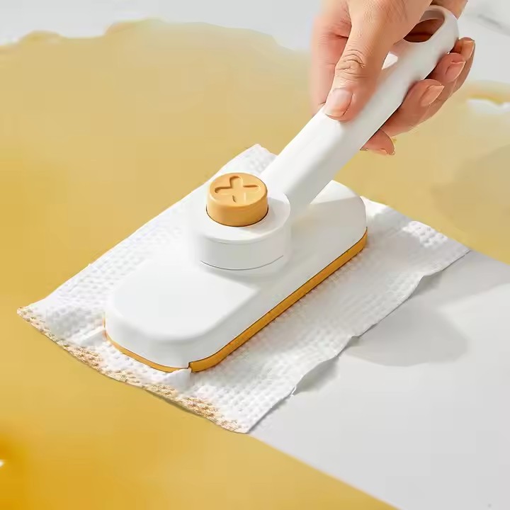 Kitchen Cleaning Replaceable Rag Cleaning Brush Automatic Clamp Paper Window Wiper Mini Mop Wet&Dry Double Use Cleaning Brush