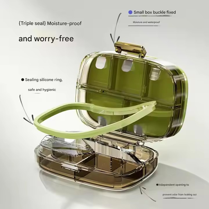 Wholesales Pocket Case Organizer Triple Seal Pill Dispenser Home Travel Storage Boxes Portable Small Medicine Box