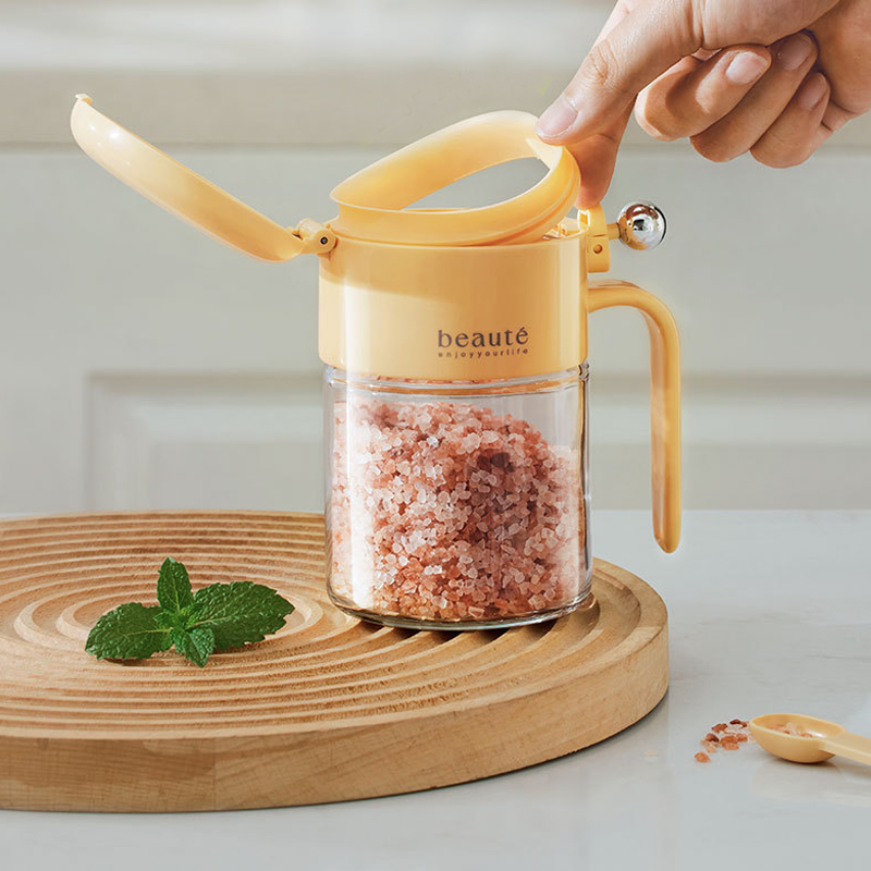 Household Condiment Can sealed Kitchen seasoning box with lid and spoon Sealed Moisture-proof Salt Spice Bottle Glass container jar for spices
