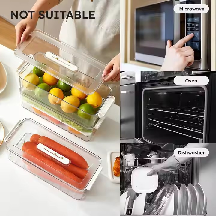 Kitchen Fridge Storage  Container Bins High quality Transparent Plastic Storage Organizer Boxes Vegetable fruit food freezing preservation box