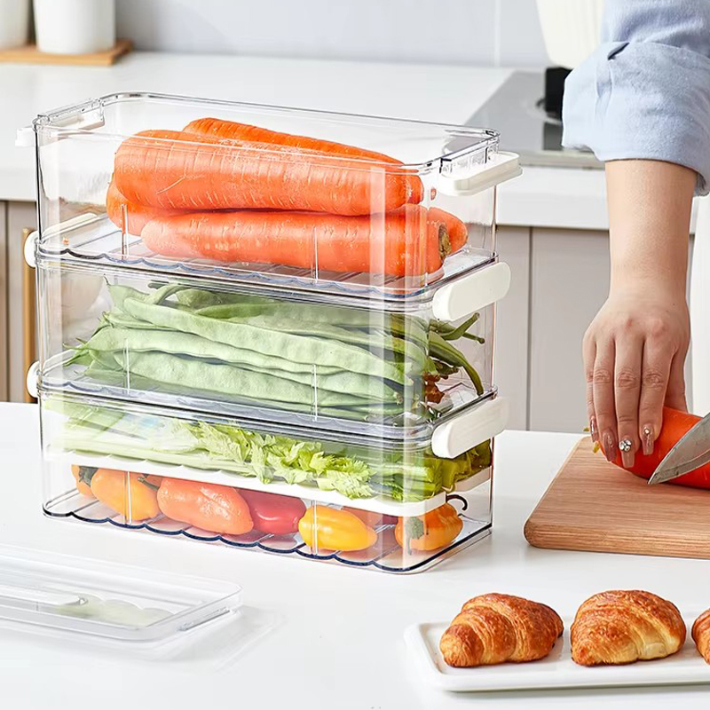 Kitchen Fridge Storage  Container Bins High quality Transparent Plastic Storage Organizer Boxes Vegetable fruit food freezing preservation box