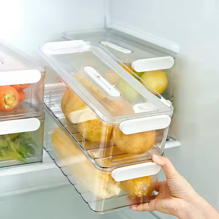 Kitchen Fridge Storage  Container Bins High quality Transparent Plastic Storage Organizer Boxes Vegetable fruit food freezing preservation box
