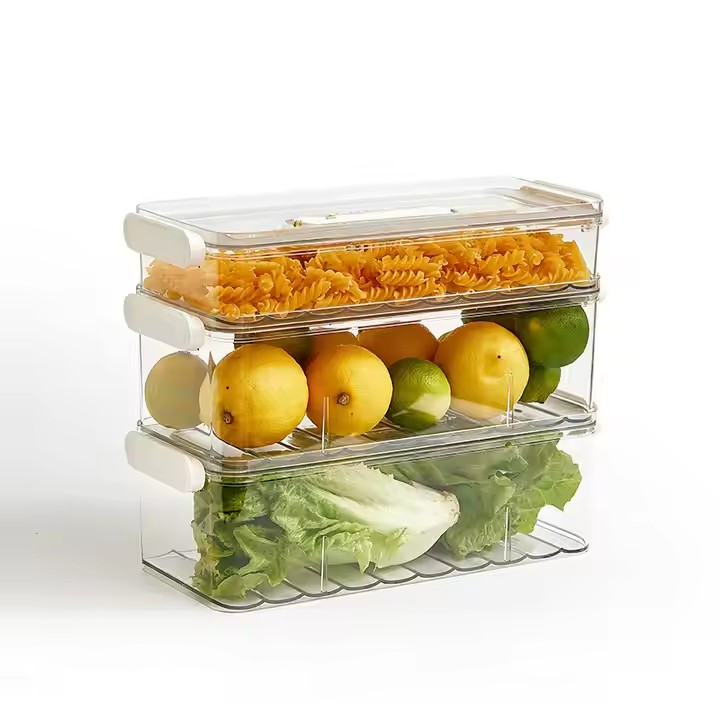 Kitchen Fridge Storage  Container Bins High quality Transparent Plastic Storage Organizer Boxes Vegetable fruit food freezing preservation box