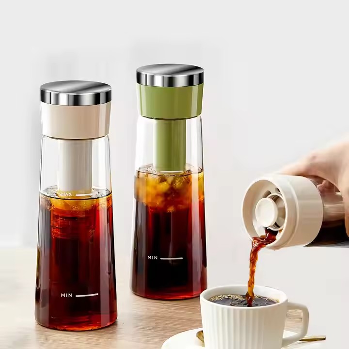 750ml glass Coffee & Tea Brewing bottle Heat Resistant Juice tea Kettle with Filter for camping food grade Teapot