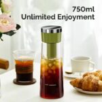 750ml glass Coffee & Tea Brewing bottle Heat Resistant Juice tea Kettle with Filter for camping food grade Teapot